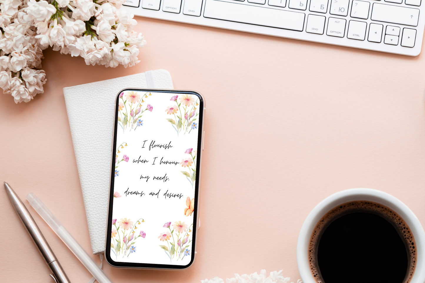 Floral Wallpaper Phone with Positive Affirmation | Floral Painting Watercolour | Flowers Painting | Motivational Quotes Positive | Flowers Aesthetic Wallpaper