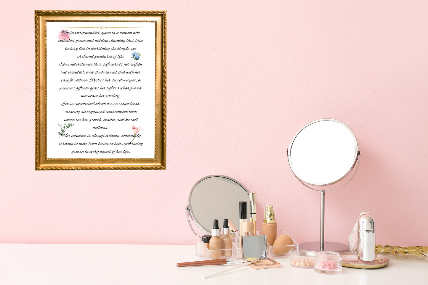 Luxury Mindset Queen Definition Printable Wall Art | Motivational Digital Poster for Self-Care, Soft Life, and Feminine Home Décor