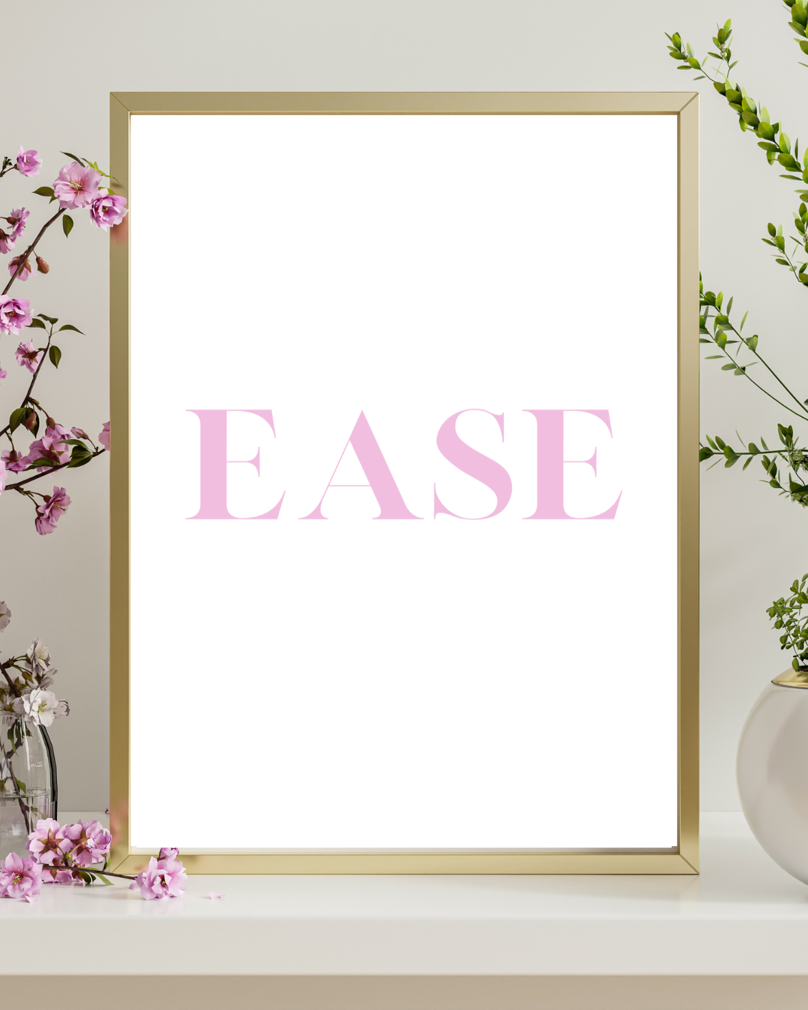 Live With Ease | x3 Digital Poster Prints | Living Room Wall Art | Empowering Affirmations | Motivational Quotes for Life | Soft Life Aesthetic