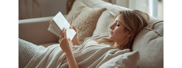 Woman lying on a couch relaxing
