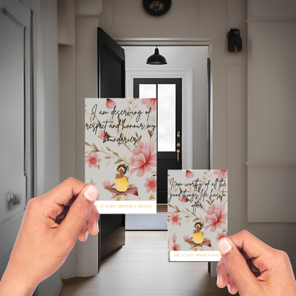 Printable positive quotes for mindset, ease and personal growth in a modern home office setting