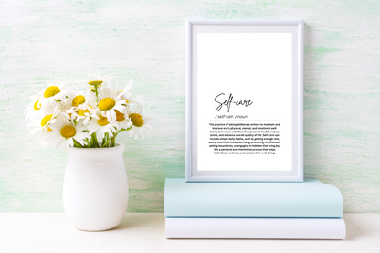 Self-Care Definition Printable Poster – Motivational Wall Art Print- Self-Love
