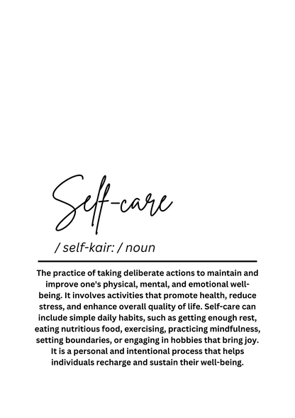 Self-Care Definition Printable Poster – Motivational Wall Art Print- Self-Love