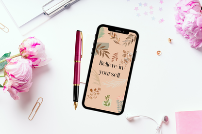 Positive Boho Mobile Phone Wallpaper | Minimalist iPhone and Android Screen Saver