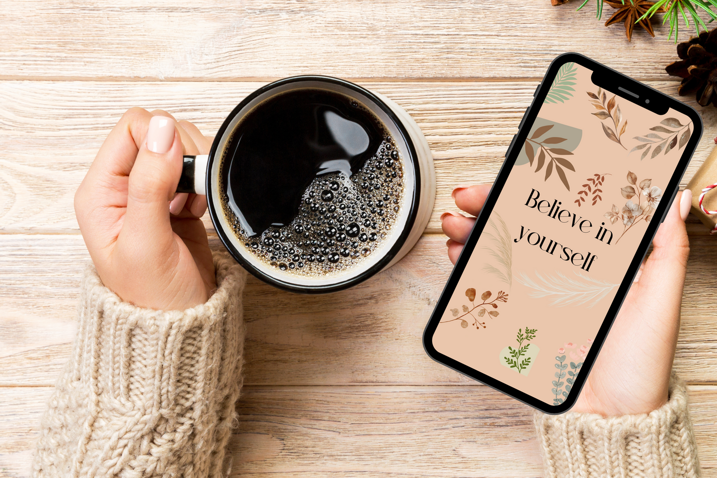 Positive Boho Mobile Phone Wallpaper | Minimalist iPhone and Android Screen Saver