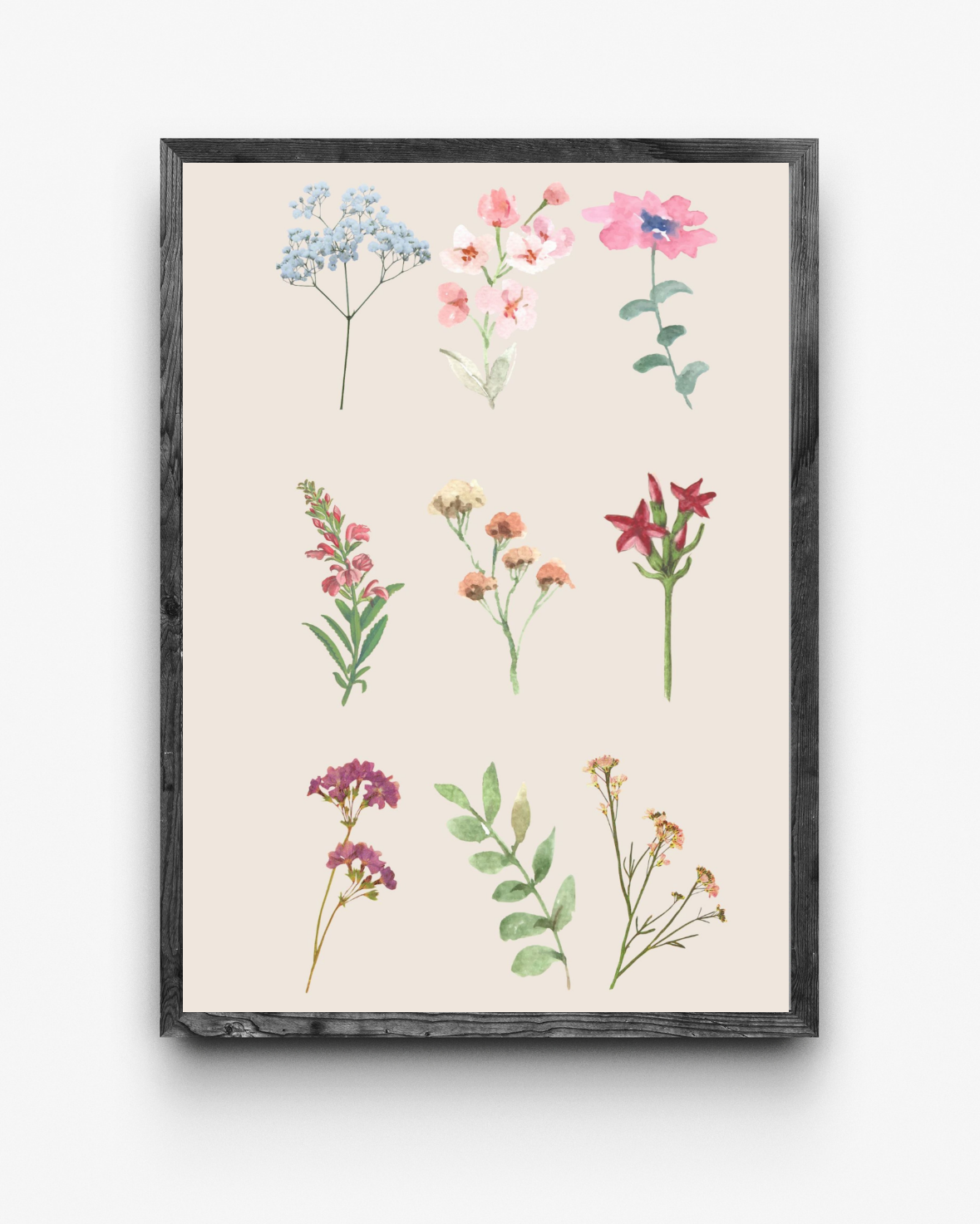 Botanical printable wall art in a calm neutral interior gallery wall