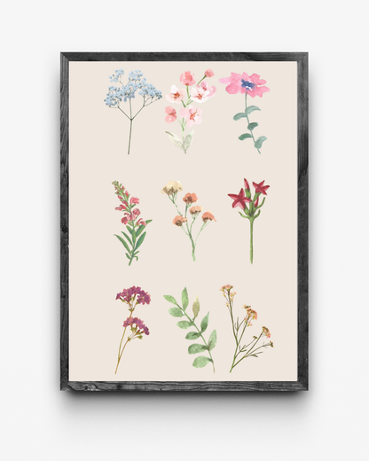 Botanical printable wall art in a calm neutral interior gallery wall