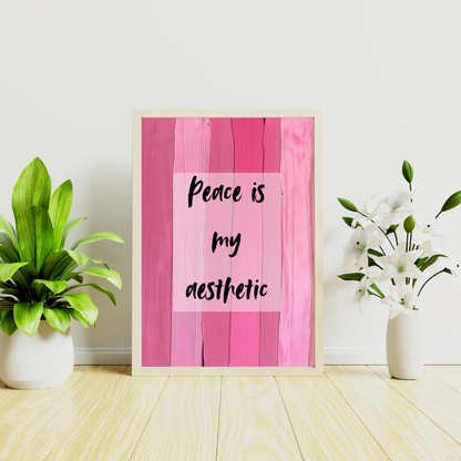 Contemporary quote printable wall art in a feminine home office workspace.