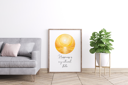 Self Love Poster Wall Art – "Happiness is My Natural State" | Printable Wall Art | Positive Quote | Motivational Wall Quote