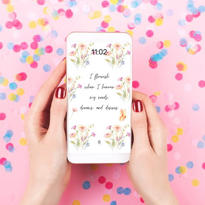 Floral Wallpaper Phone with Positive Affirmation | Floral Painting Watercolour | Flowers Painting | Motivational Quotes Positive | Flowers Aesthetic Wallpaper