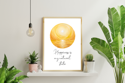 Self Love Poster Wall Art – "Happiness is My Natural State" | Printable Wall Art | Positive Quote | Motivational Wall Quote