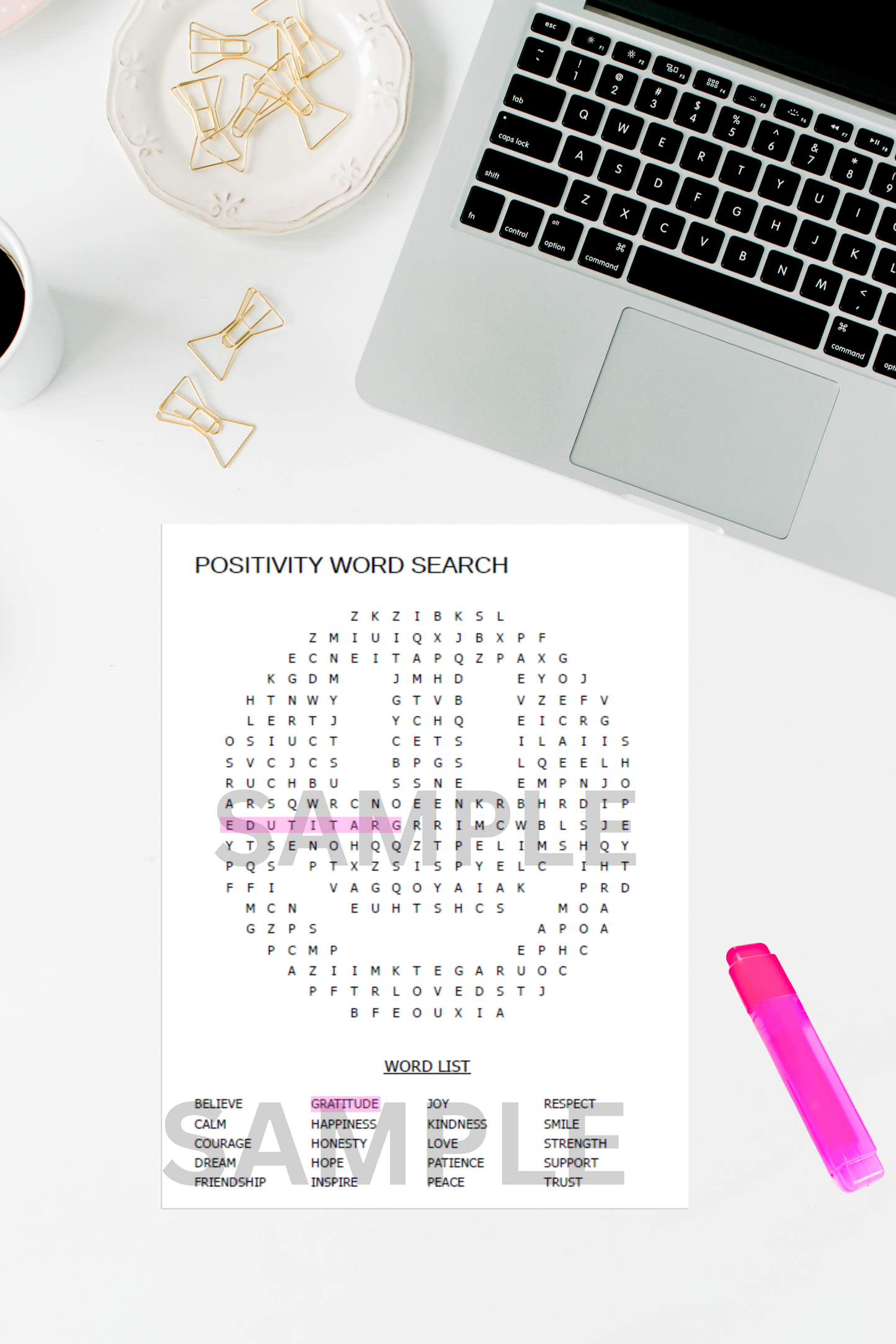 Positivity Word Search for Women | Motivational Quotes Positive | Positive Affirmation Quotes for Women | Relaxing Printable Game