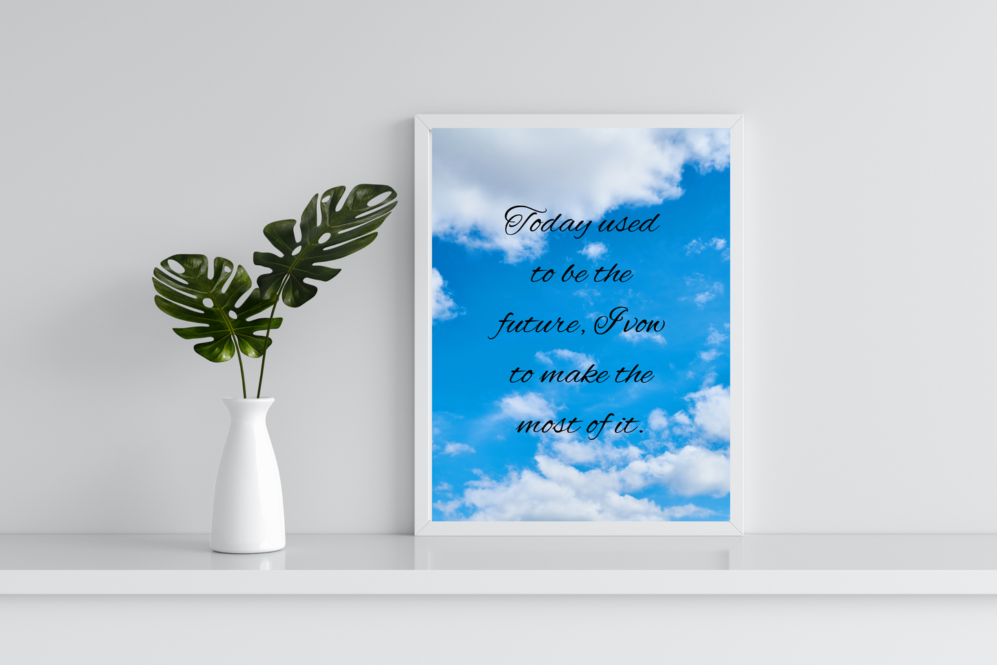 Printable inspirational poster for self-love and empowerment in a soft neutral living room setting
