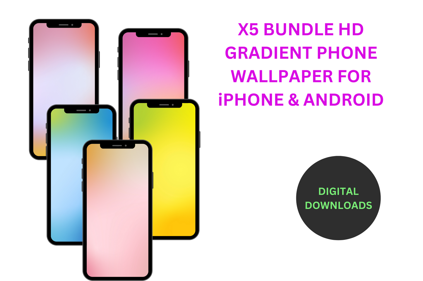 vibrant gradient background mobile wallpaper digital download