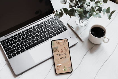 Positive Boho Mobile Phone Wallpaper | Minimalist iPhone and Android Screen Saver