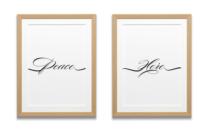 Peace Lives Here Wall Art Set | x3 Digital Poster Prints | Living Room Wall Art | Motivational Quotes for Life