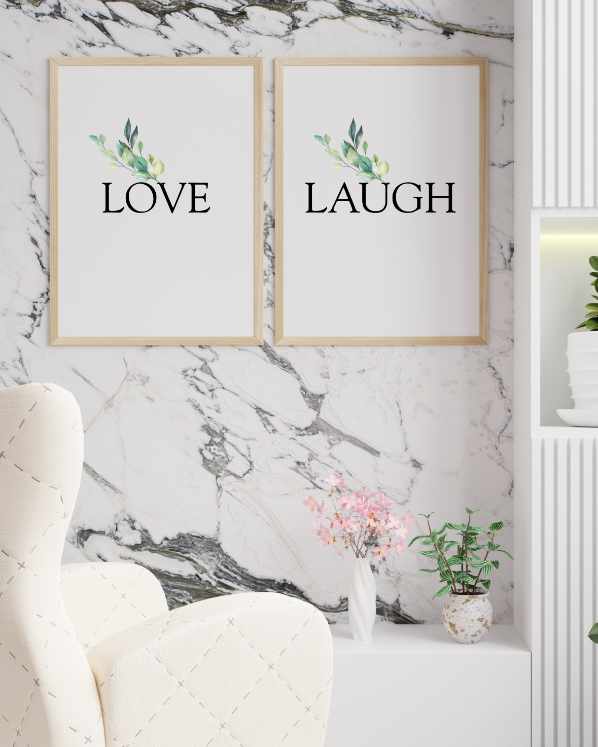 Live Love Laugh Wall Art Set | x3 Digital Prints | Living Room Wall Art | Motivational Quotes for Life | Soft Life Aesthetic