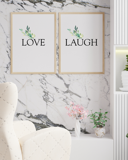Live Love Laugh Wall Art Set | x3 Digital Prints | Living Room Wall Art | Motivational Quotes for Life | Soft Life Aesthetic