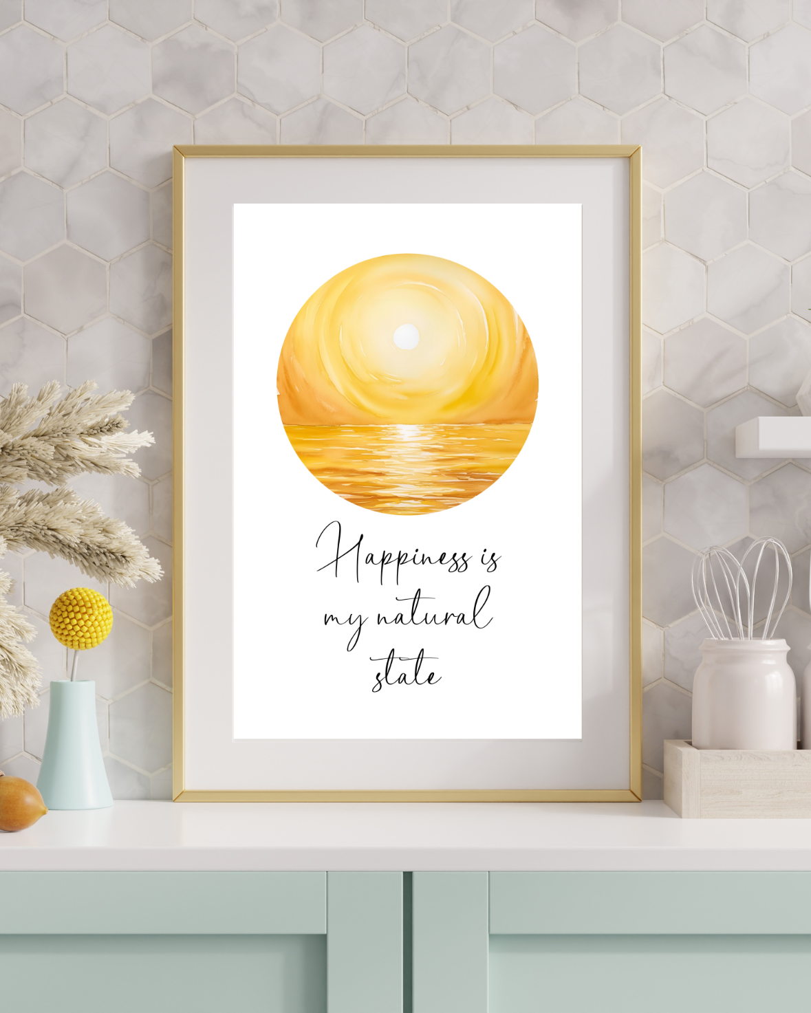 Self Love Poster Wall Art – "Happiness is My Natural State" | Printable Wall Art | Positive Quote | Motivational Wall Quote