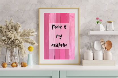 Positive affirmation wall art with pink painted background in modern home décor.