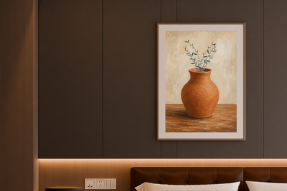 Printable botanical wall art mock-up for a calm living room or bedroom interior