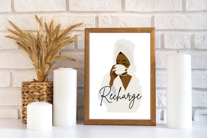 'Recharge' - Printable Wall Art | Motivational Wall Quote for Feminine Energy