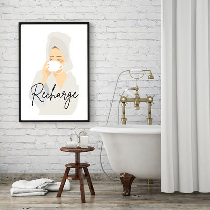 'Recharge' - Printable Wall Art | Motivational Wall Quote for Feminine Energy