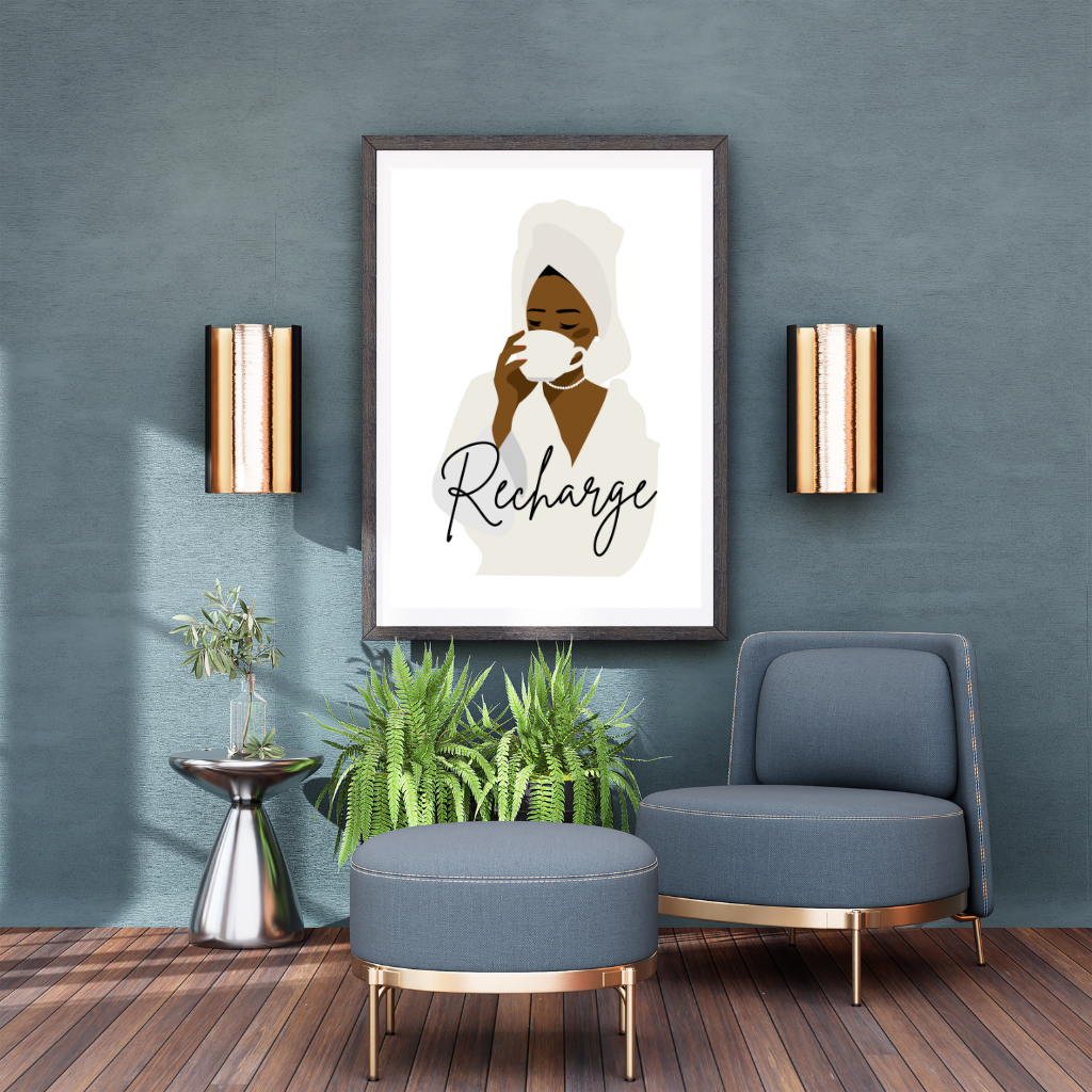 'Recharge' - Printable Wall Art | Motivational Wall Quote for Feminine Energy