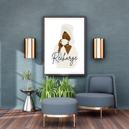 'Recharge' - Printable Wall Art | Motivational Wall Quote for Feminine Energy