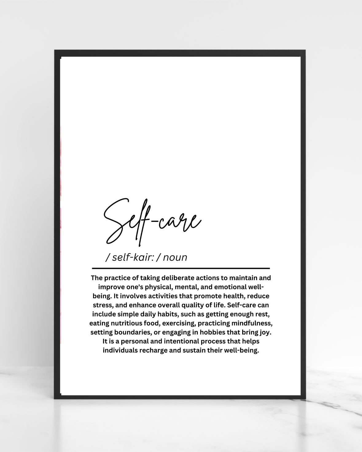 Self-Care Definition Printable Poster – Motivational Wall Art Print- Self-Love