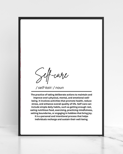 Self-Care Definition Printable Poster – Motivational Wall Art Print- Self-Love