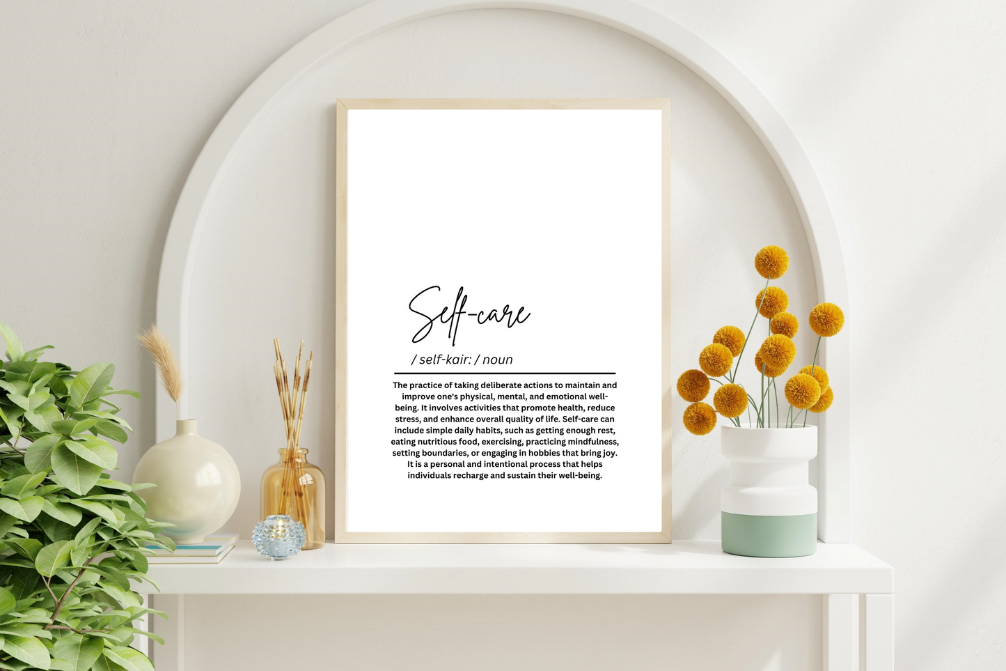 Self-Care Definition Printable Poster – Motivational Wall Art Print- Self-Love