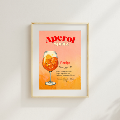 Soft living printable cocktail illustration inspired by European summer