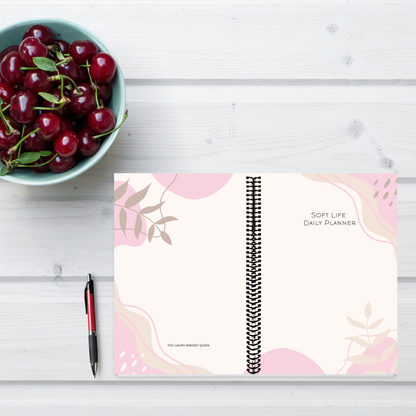 Soft Life Daily Planner journal with elegant cover design for women embracing self-care, rest, and intentional living.