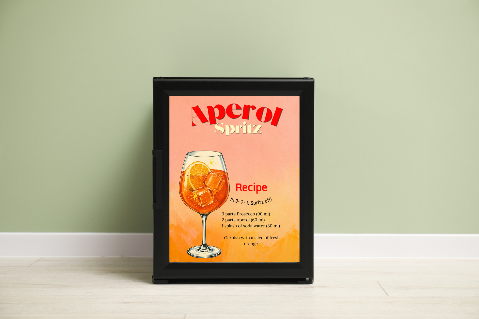 Vintage Aperol Spritz recipe printable for kitchen wall art