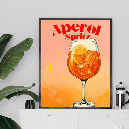 Printable aperol art print for kitchen dining room and home bar decor
