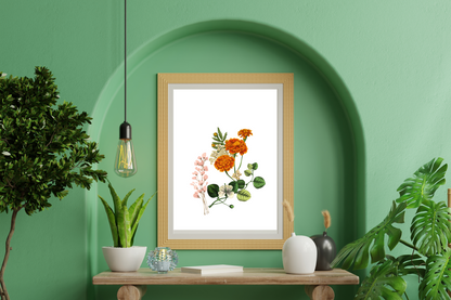 Botanical flower printable wall art in pastel watercolour tones, luxury inspirational style