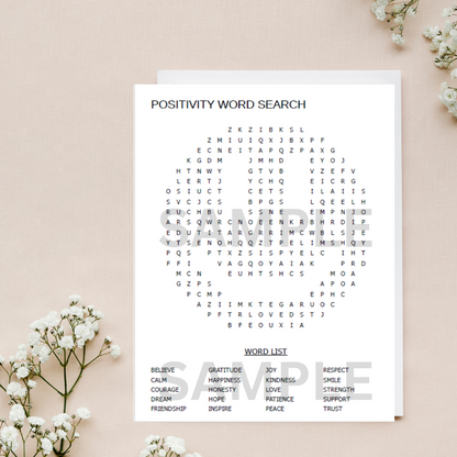 Positivity Word Search for Women | Motivational Quotes Positive | Positive Affirmation Quotes for Women | Relaxing Printable Game