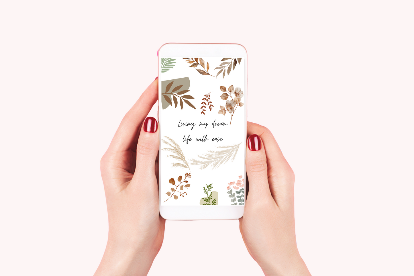 Boho Floral Mobile Wallpaper – Living My Dream Life with Ease – Aesthetic Wallpaper for iPhone & Android – iPhone Lockscreen – Minimalist Wallpaper iPhone Aesthetic – iPhone Wallpaper HD