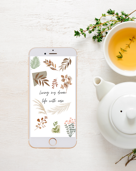 Boho Floral Mobile Wallpaper – Living My Dream Life with Ease – Aesthetic Wallpaper for iPhone & Android – iPhone Lockscreen – Minimalist Wallpaper iPhone Aesthetic – iPhone Wallpaper HD